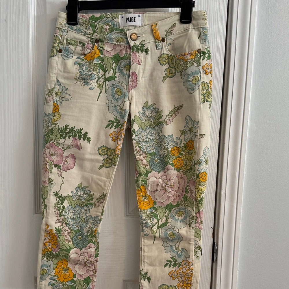Paige Floral Women's Capri Jeans - Multicolor Size 26